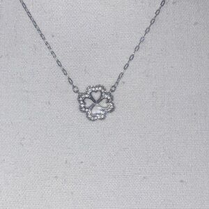 Swarovski Silver Necklace with Four Leaf Clover Pendant